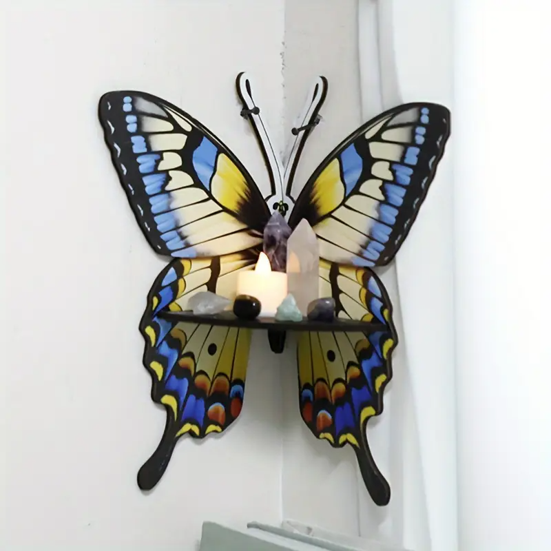 Кутова настінна полиця з дерева Метелик, 23×27.5см, органайзер для зберігання аксесуарів, type F