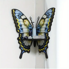 Кутова настінна полиця з дерева Метелик, 23×27.5см, органайзер для зберігання з дерева, type G