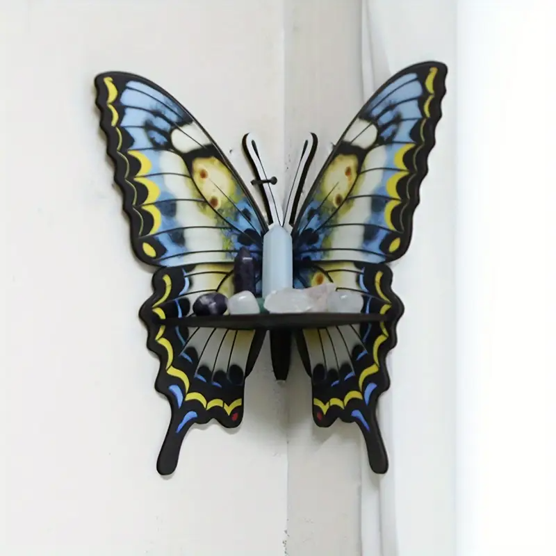 Кутова настінна полиця з дерева Метелик, 23×27.5см, органайзер для зберігання з дерева, type G