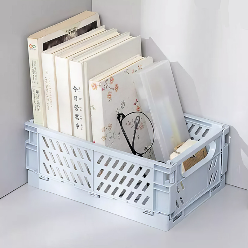 Контейнер для зберігання дрібниць, 25.5×15×9.7см, пластиковий кошик з ручками, блакитний