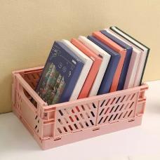 Контейнер для зберігання дрібниць, 25.5×15×9.7см, пластиковий кошик з ручками, рожевий