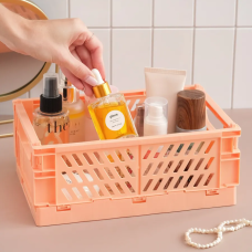 Кошик із пластику з ручками, контейнер для зберігання дрібниць, 25.5×15×9.7см, помаранчевий