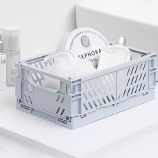 Кошик із пластику з ручками, контейнер для зберігання дрібниць, , 25.5×15×9.7см, сірий