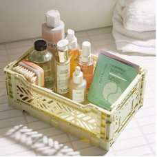 Кошик із пластику з ручками, контейнер для зберігання дрібниць, 25.5×15×9.7см, бежевий