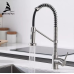 Кухонний змішувач з висувним зливом, одноважільний кран для раковини на два режими води WanFan Чорний-Хром