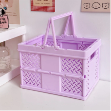Кошик із пластику з ручками, пластиковий органайзер, контейнер для зберігання, 19×14×13см, фіолетовий