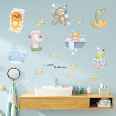 Набір наклейок вінілові на стіну в дитячу кімнату “I love bathing“ 2 полотна розміром 30х90 см