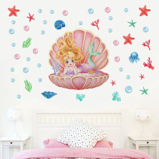 Наклейка декоративна вінілова інтер“єрна в дитячу кімнату на стіну «Русалонька» для дівчаток 30х60 см