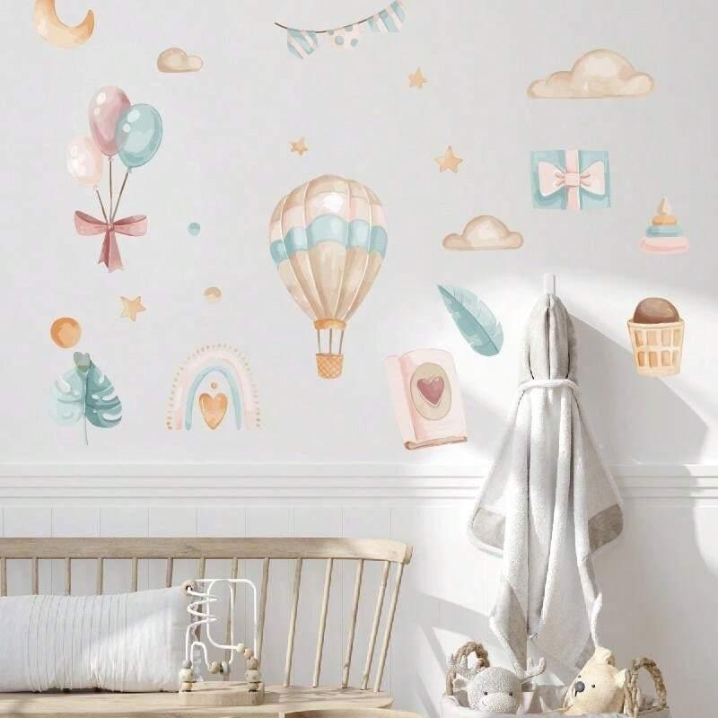 Наклейка декоративна вінілова в дитячу кімнату «Повітряні кулі» для дівчаток і хлопчиків 30х40 см