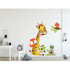 Наклейка вінілова декоративна в дитячу кімнату «Жираф і лисичка» для дівчаток і хлопчиків 60х90 см