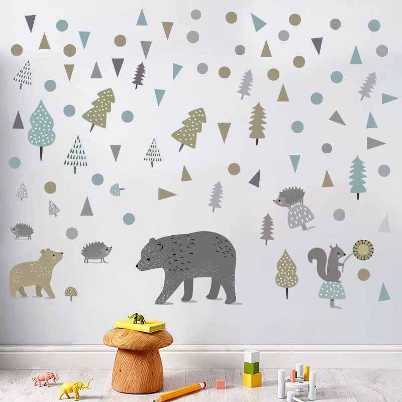 Набір вінілових наліпок декоративний у дитячу кімнату “Лісові мешканці“ 2 полотна розміром 25х70 см