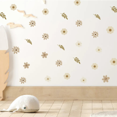 Вінілова наклейка «Квіточки та листочки» декоративна інтер“єрна в кімнату для дівчаток 30х60 см