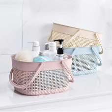 Пластиковий кошик з ручками, 26×15×20см, органайзер для дому, кошик для ванної, рожевий колір