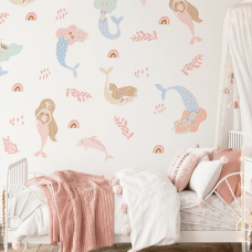 Вінілові наклейки «Обитель русалок» інтер“єрні декоративні для дитячої кімнати на стіну 30х90 см