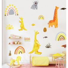 Набір вінілових наліпок “Зоопарк“ декоративні на стіну для дитячої кімнати 2 полотна розміром 30х90 см