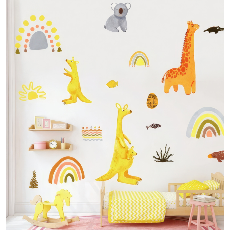 Набір вінілових наліпок “Зоопарк“ декоративні на стіну для дитячої кімнати 2 полотна розміром 30х90 см