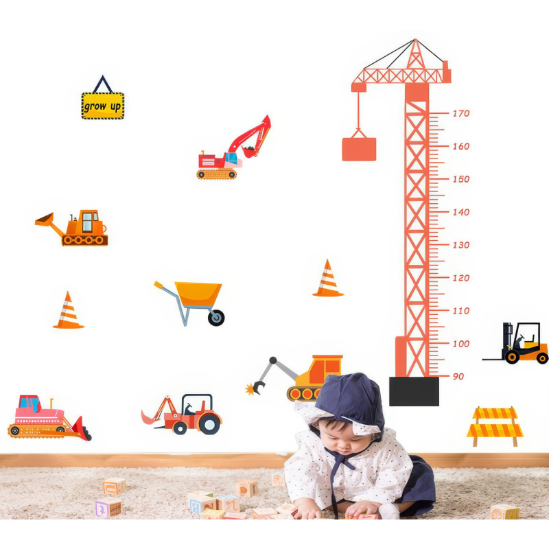 Набір наліпок “Будівельний майданчик“ на стіну декоративні для дитячої кімнати два полотна розміром 30х90 см