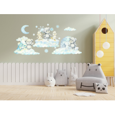 Вінілові наліпки «Ведмежата і пінгвіни» інтер“єрні декоративні для дитячої кімнати на стіну 30х90 см