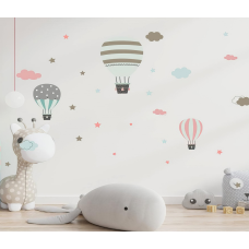 Вінілові наліпки «Три Аеростати» інтер“єрні декоративні для дитячої кімнати на стіну 30х90 см