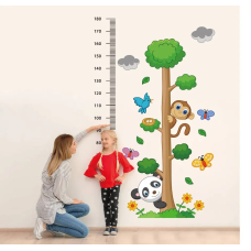 Набір наліпок “Панда і мавпочка“ вінілових зі шкалою вимірювання зросту в дитячу кімнату 2 полотна 30х90 см