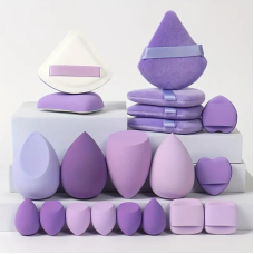 Набір спонжиків 20 шт для нанесення макіяжу на обличчя б“юті блендер,спонжі для косметики колір фіолетовий