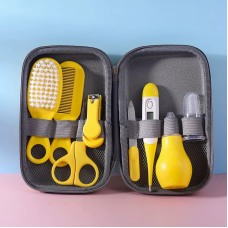 Набір для новонароджених, манікюрний 8 предметів: гребінець, ножиці, кусачки, пилочка, піпетка для дітей, жовтий