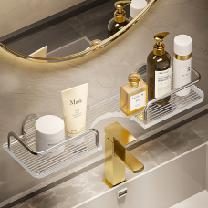 Акрилова настінна полиця над раковиною для ванної та кухні, навісна полиця 40×10см, колір срібний