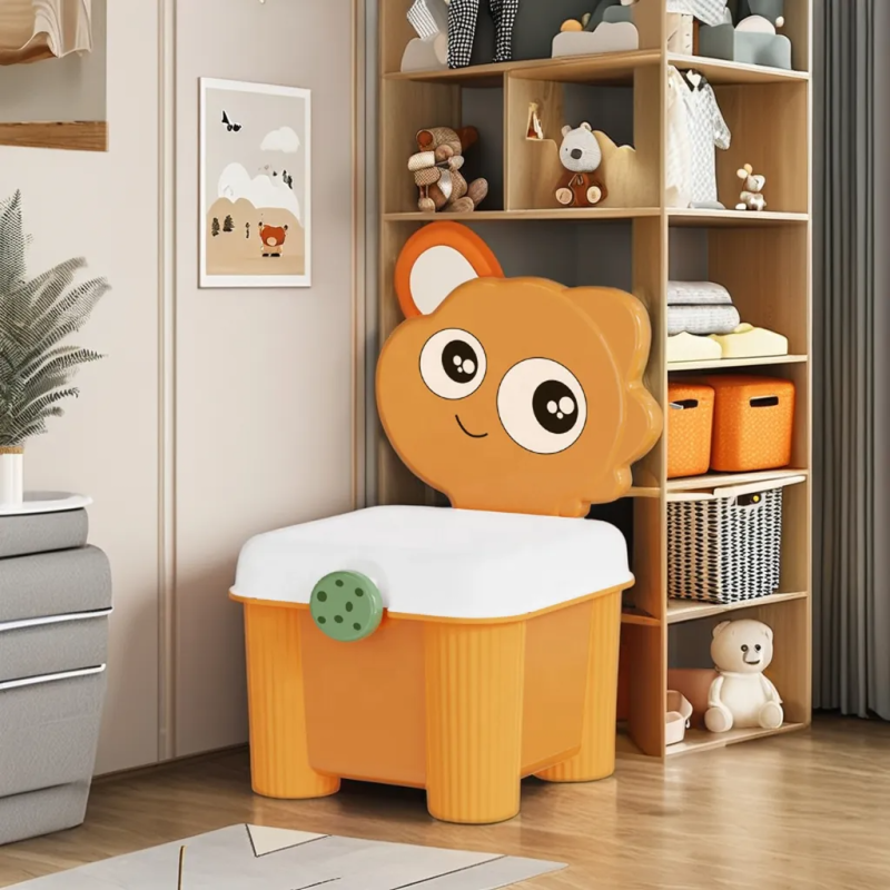 Органайзер для зберігання іграшок з кришкою, дитячий стілець-органайзер для іграшок, 34,5×25×18см, помаранчевий колір