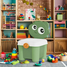 Органайзер для зберігання іграшок з кришкою, дитячий стілець-органайзер для іграшок, 34,5×25×18см, зелений колір