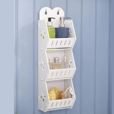 Біла полиця для ванної кімнати, зручний органайзер для косметики і шампунів, 55×17×12 см