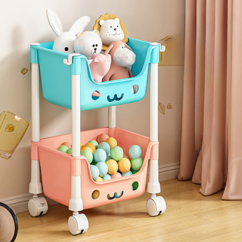 Стелаж для дитячої з контейнерами на колесах, органайзер для іграшок, 37×27×44 см, яскравий і різнокольоровий