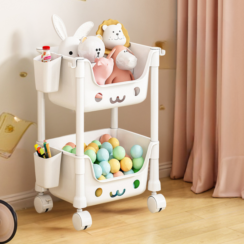 Білий стелаж для іграшок на колесах, органайзер для дитячої кімнати, 38×28×19 см