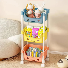 Стелаж на колесах з трьома рівнями для дитячої, органайзер для іграшок, різнокольоровий, 75×31×21 см