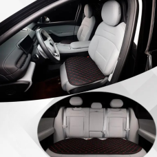 Комплект чохли в автомобіль на переднє і заднє сидіння універсальні, авточохли на 3 шт, колір чорно-червоний