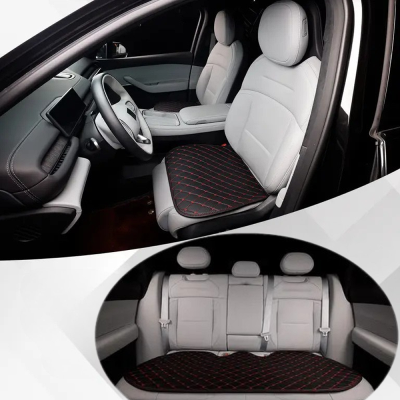 Комплект чохли в автомобіль на переднє і заднє сидіння універсальні, авточохли на 3 шт, колір чорно-червоний