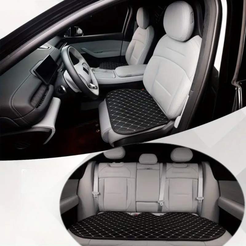 Комплект чохли в автомобіль на переднє і заднє сидіння універсальні, авточохли на 3 шт, колір чорно-білий