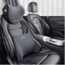 Набір подушок в машину під шию і спину в авто, подушки на підголівник і спинку сидіння, сірі