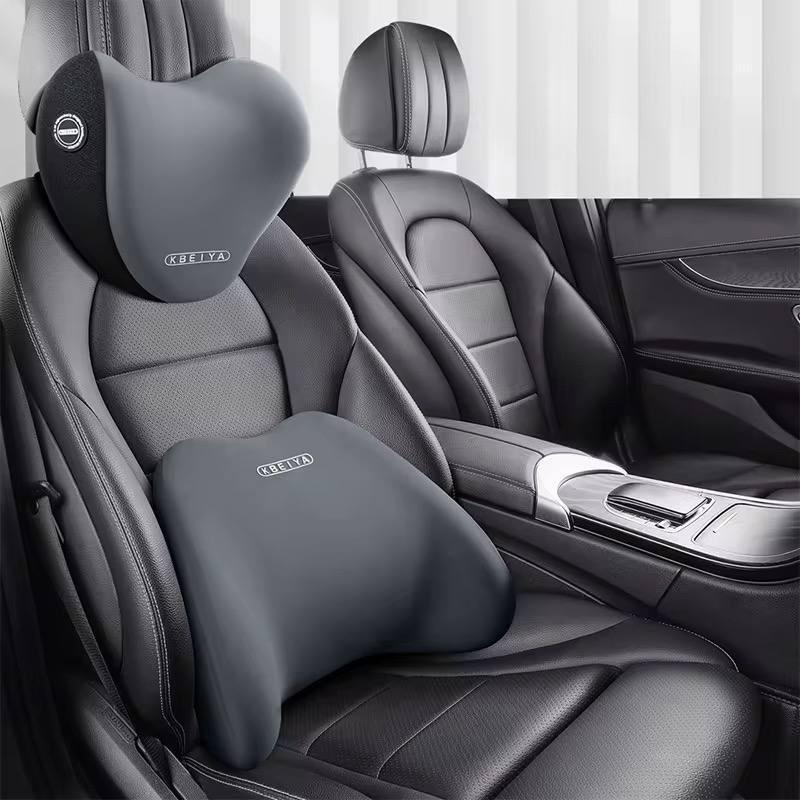 Набір подушок в машину під шию і спину в авто, подушки на підголівник і спинку сидіння, сірі