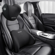 Набір подушок в машину під шию і спину в авто, подушки на підголівник і спинку сидіння, чорні