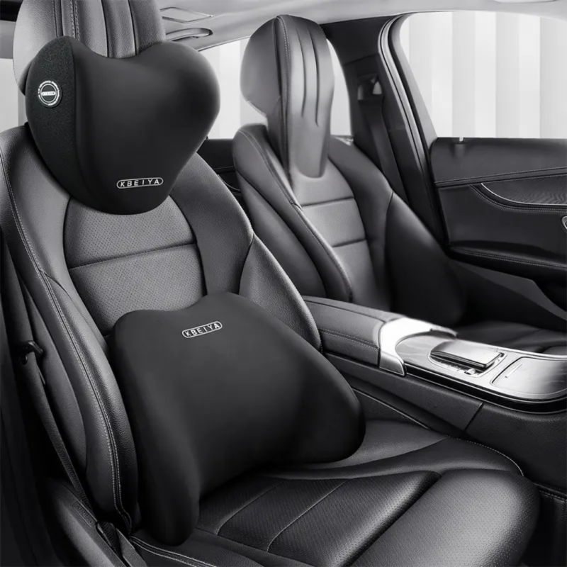 Набір подушок в машину під шию і спину в авто, подушки на підголівник і спинку сидіння, чорні