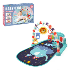 Килимок для дітей з музичним піаніно, іграшками, блакитним принтом слона і вимірювальною шкалою зросту