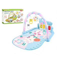 Ігровий килимок для дітей з музичним піаніно, іграшками, шкалою росту, блакитного кольору, принт корова