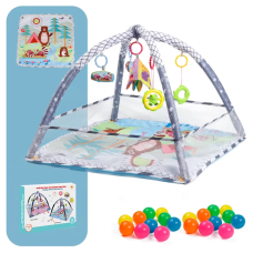 Дитячий ігровий килимок-манеж з підвісками, манеж для малюків з огорожею, 80x80x50см, блакитний