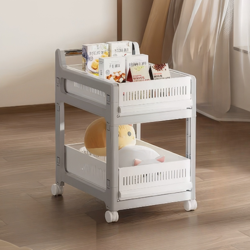 Етажерка на коліщатках, двоярусна полиця для зберігання, універсальний органайзер для ванної, кухні, офісу, розмір 48×36×59 см