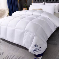 Ковдра двоспальна біла Hilton 200×230 см.Готельна для дому та готелів 2кг,силіконовий наповнювач, силіконовий наповнювач