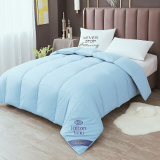 Ковдра двоспальна блакитна Hilton 200×230 см. Готельна для дому та готелів 3 кг, силіконовий наповнювач