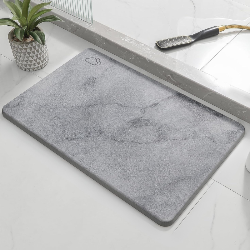 Килимок діатомітомітовий для душу та ванної кімнати,кухні,передпокою кам“яний 60х39 см колір сірий граніт