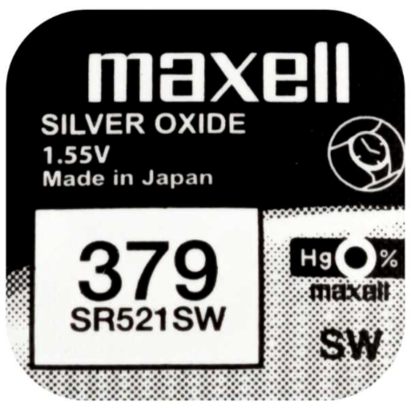 Батарейка Maxell SR521SW Silver Oxide (379), 1.55V, 1 шт.