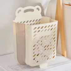 Великий складаний кошик для білизни з ручкою, підвісний пластиковий органайзер, 48×34×48см, бежевий колір