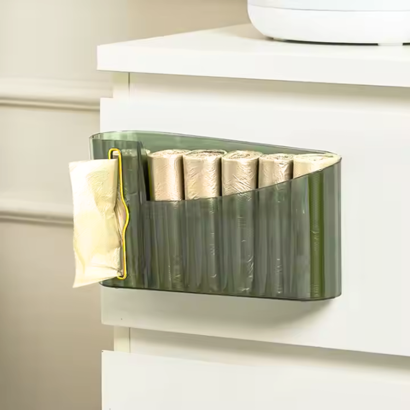 Органайзер для зберігання пакетів, настінний пластиковий диспенсер для сміттєвих пакетів, зелений колір